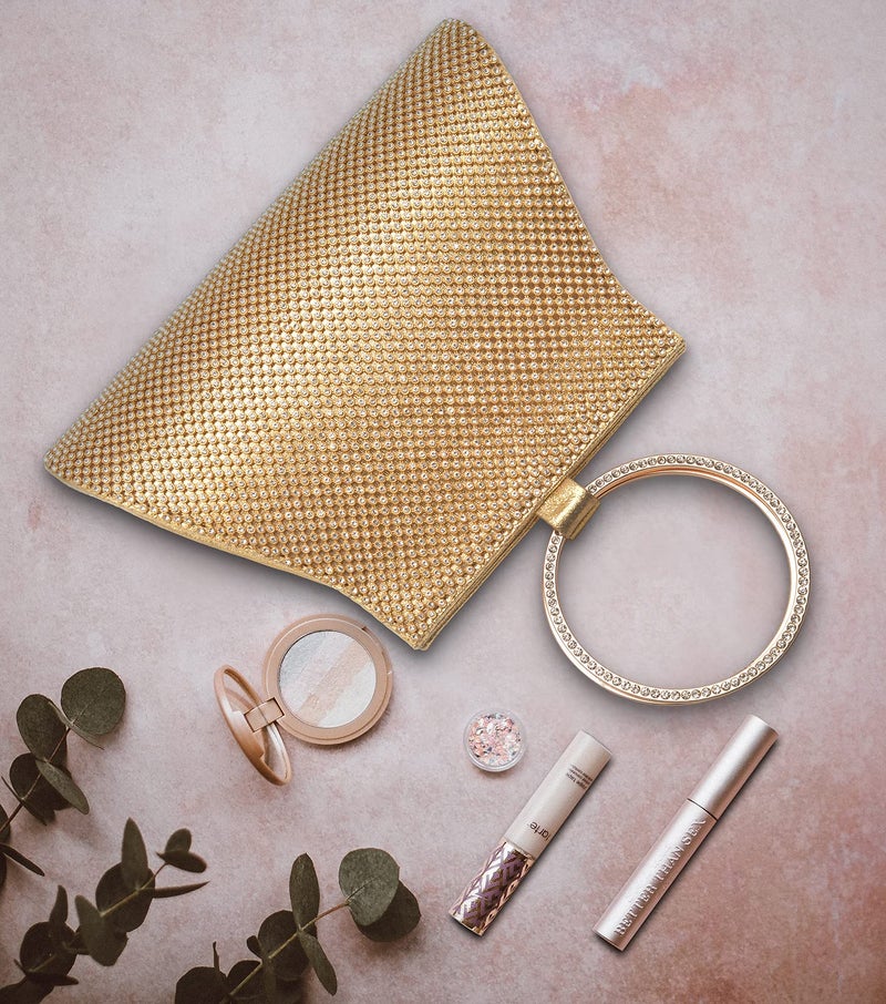 MOSSMON Crystal Clutch Purses Bride and Bridesmaid Handbag Elegant Wristlet Evening Bag for Women Gold - Image 4